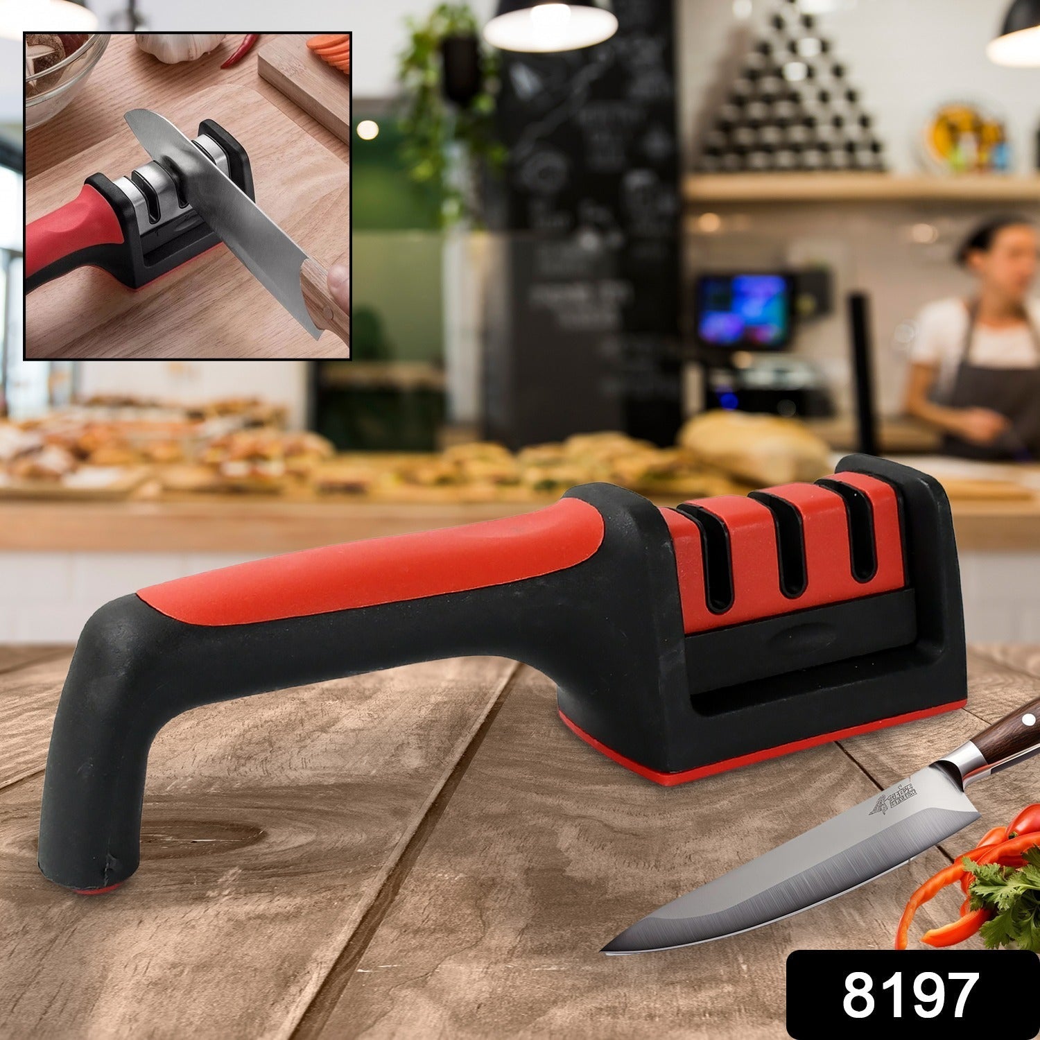 8197 Manual Knife Sharpener 3 Stage Sharpening Tool for Ceramic Knife and Steel Knives (1 Pc) 8197 Manual Knife Sharpener 3 Stage Sharpening Tool for Ceramic Knife and Steel Knives (1 Pc)